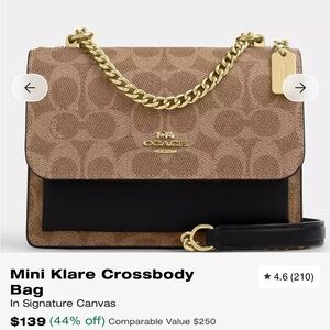 CW206 Coach Mini Klare Crossbody Bag In Signature Canvas Canvas/Negro